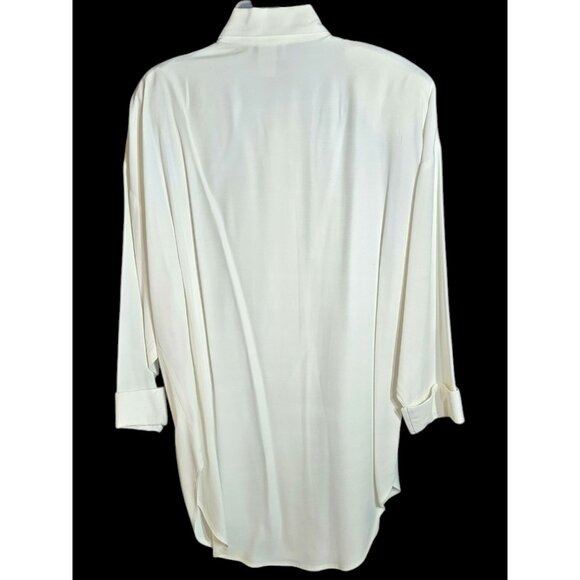 Vintage T & F White Button-Down Shirt With Ornate Gold Embroidery & Tassel Accen - Picture 2 of 6